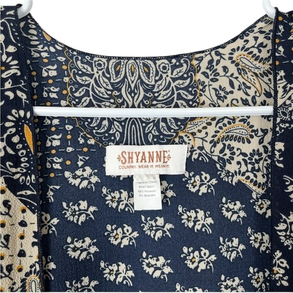 Shyanne Navy Boho Patchwork Kimono Cardigan w/ Tassel Trim – One Size - Picture 6 of 8